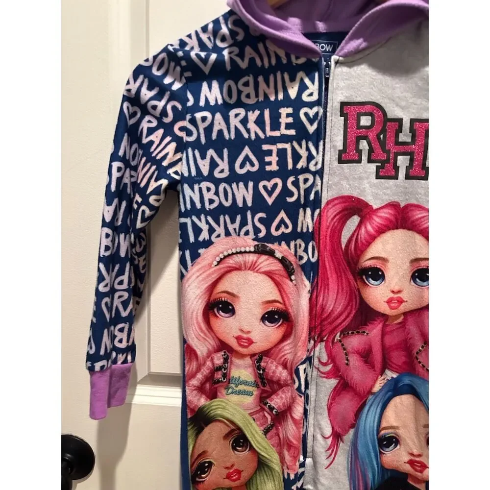 Rainbow High Girl One Piece Pajamas with Hood Size S (6/6X)